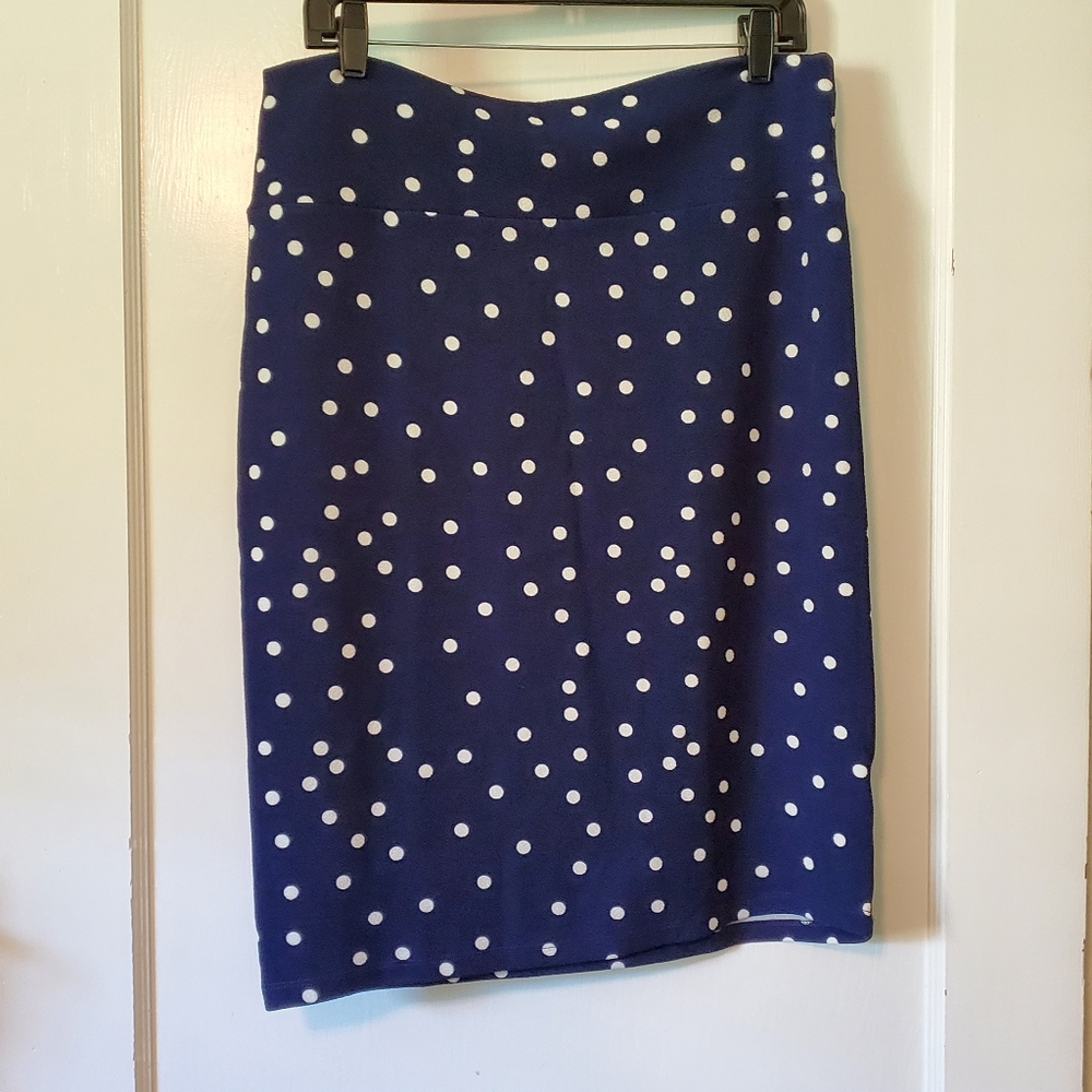 Lularoe Cassie skirt navy white polka dots